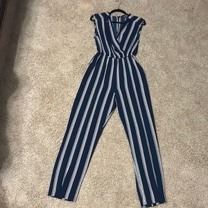 Navy and White Stripped Jumpsuit